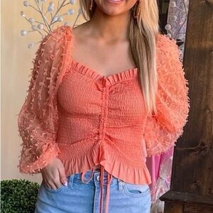 Peach Smocked Top